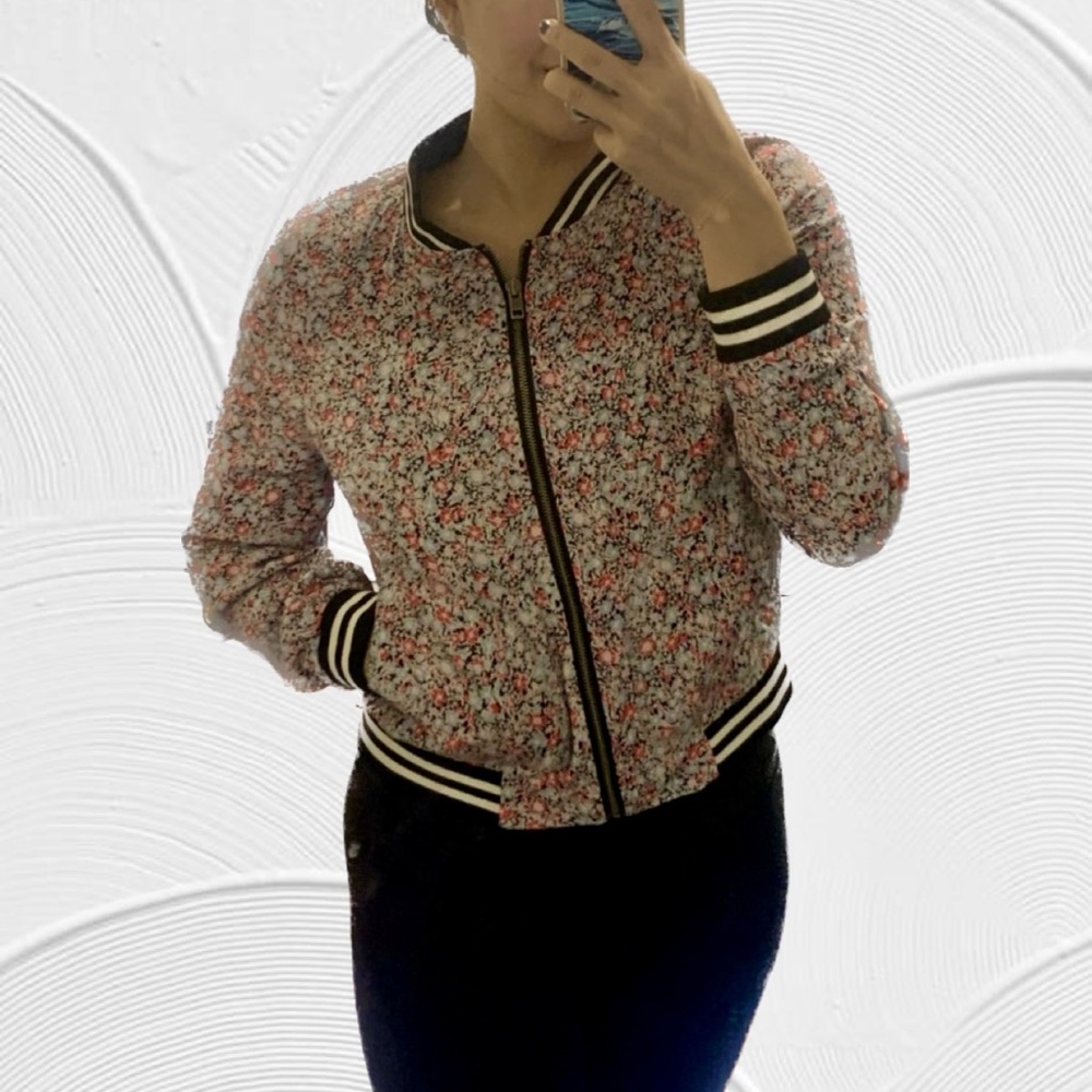 American eagle floral bomber
